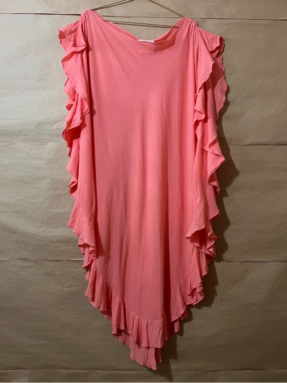 Electric Feathers | Ruffle Kaftan Convertible Dress Cotton Gauze Pink One Size
